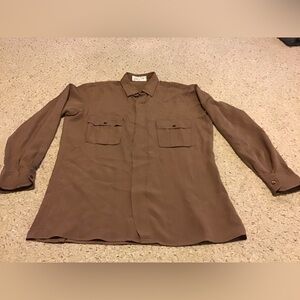 GUCCI VINTAGE MENS SILK BUTTON DOWN SHIRT SZ 40 15.5 EUC COCOA COLOR